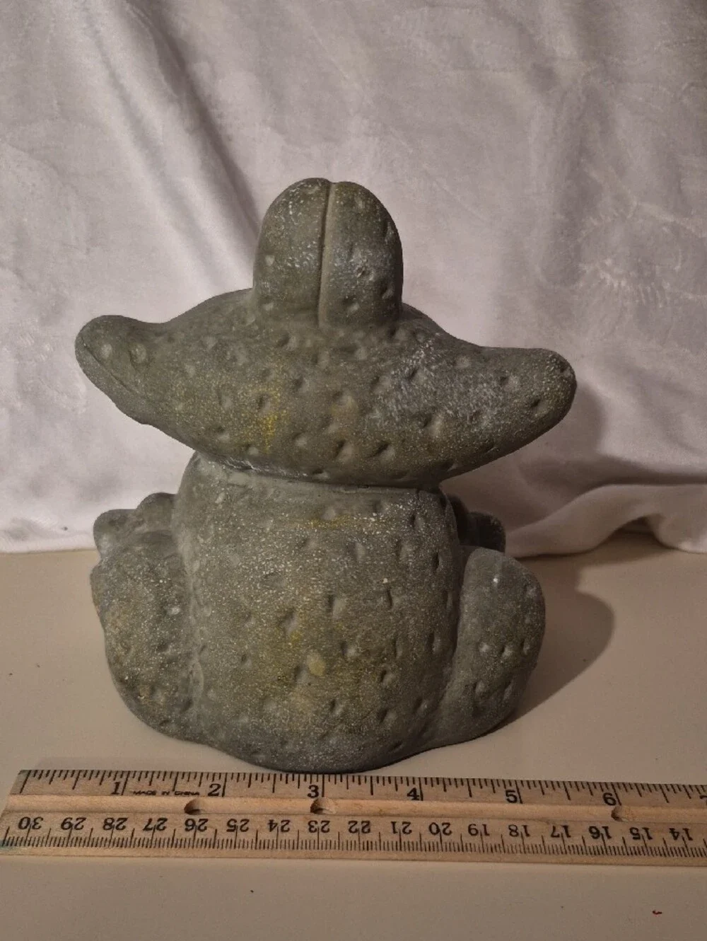 Vintage Whimsical Wide Mouth Green Frog Statue Cottagecore Kitchen Garden